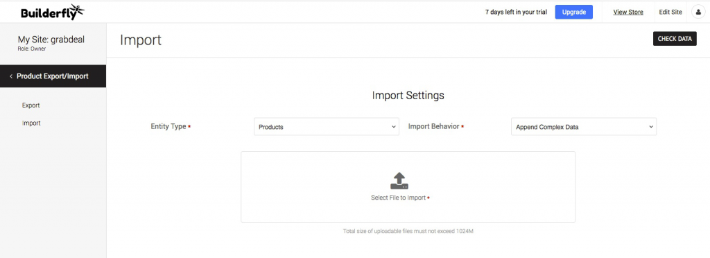 Import products on Builderfly store