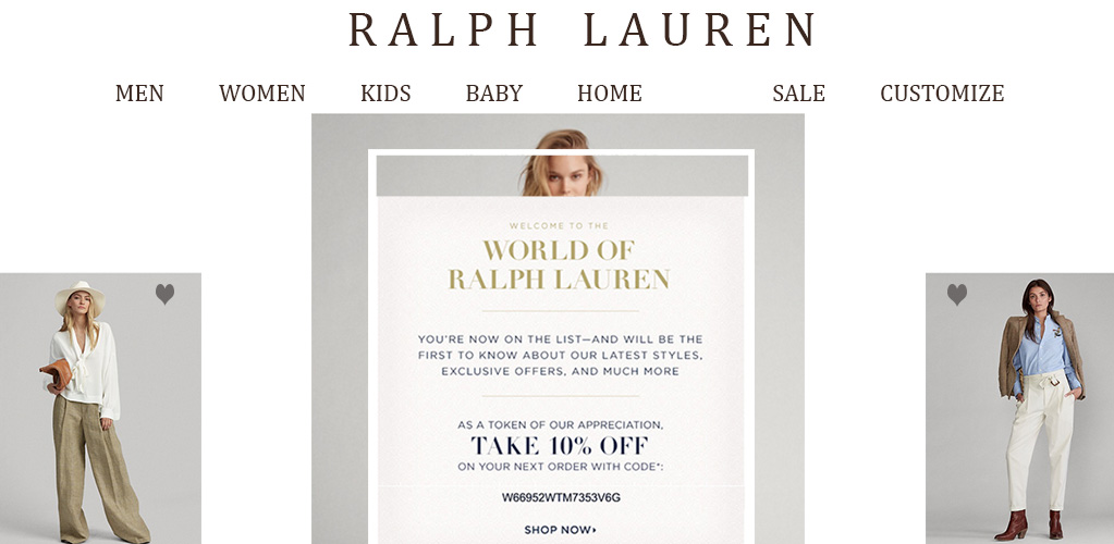 RALPH LAUREN welcome email example