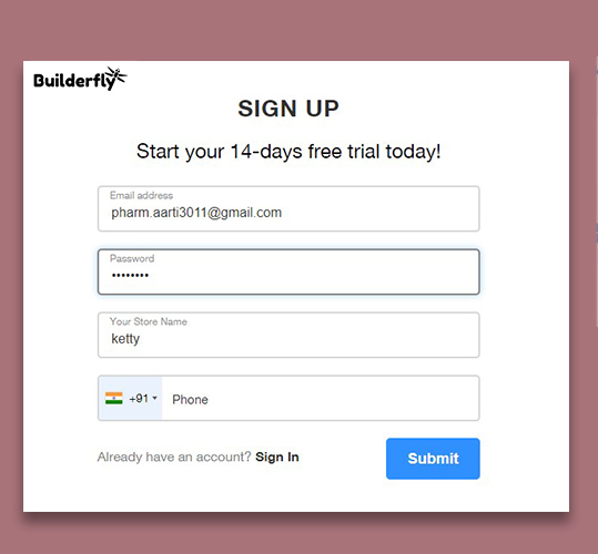 1st step - Register with Builderfly