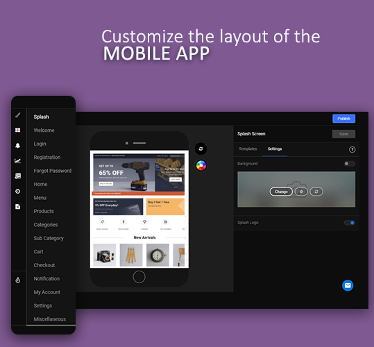 Customize the layout of the mobile app