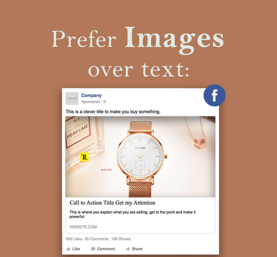 Prefer images over text on facebook ads