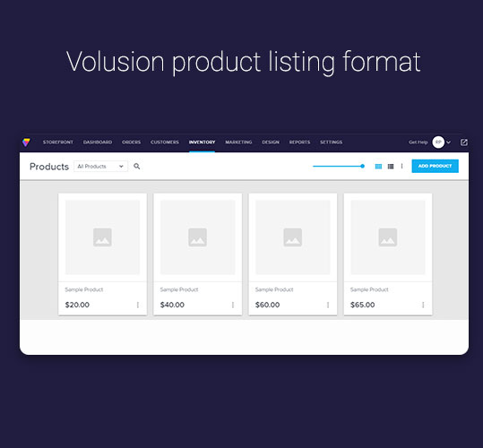 VOLUSION product listing format